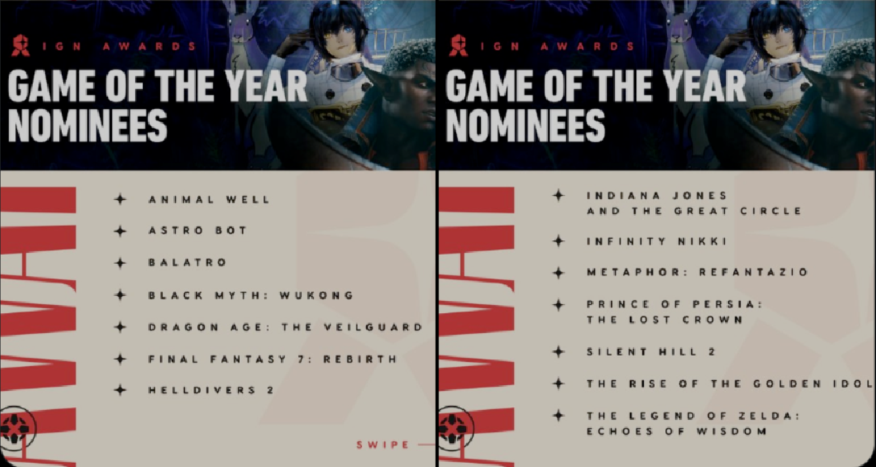 IGN年度最佳遊戲將於12月20日23點公佈！