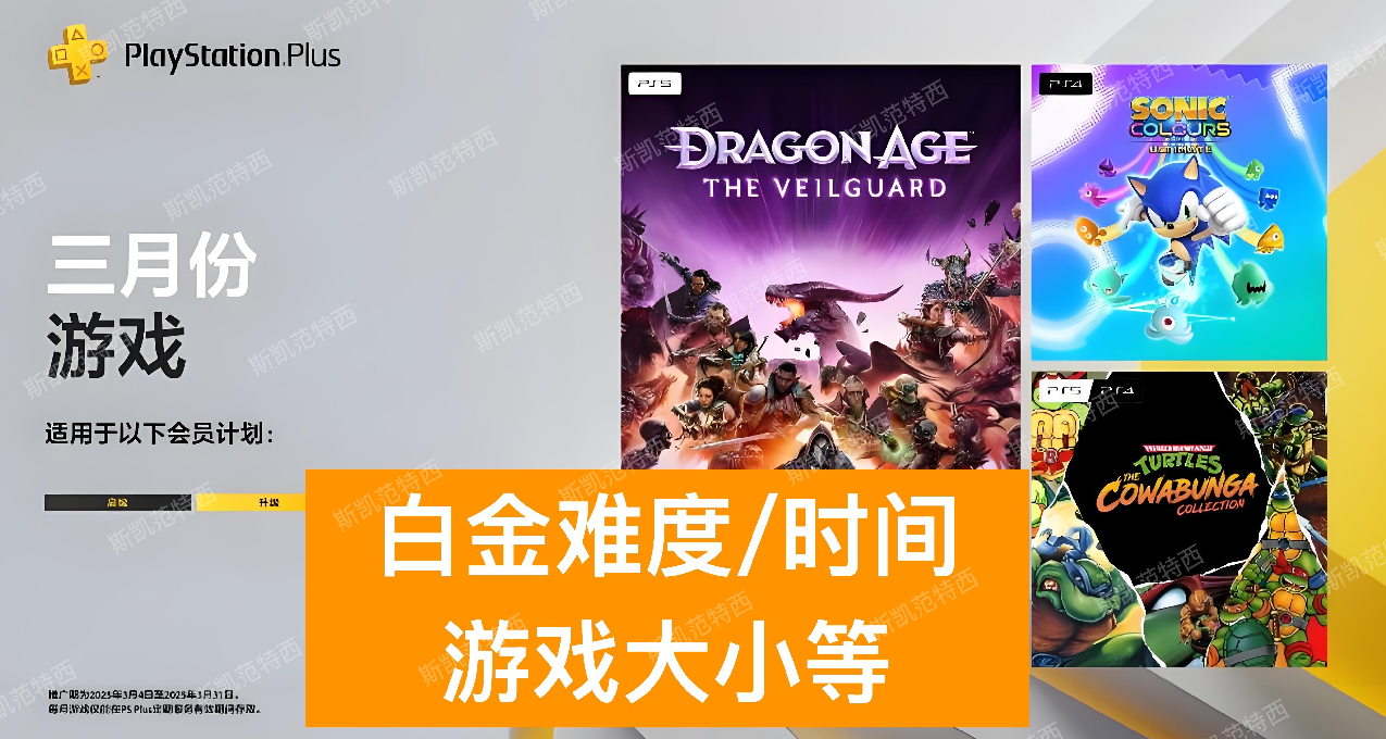 【2025年3月】港服PS+會免遊戲白金難度、時間及遊戲大小等