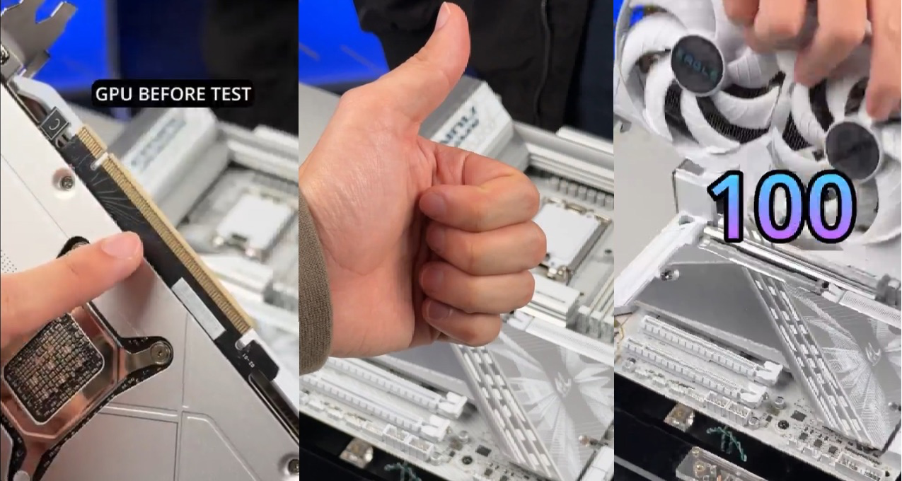 技嘉100 次顯卡插拔測試，完好無損 PCIe 接口