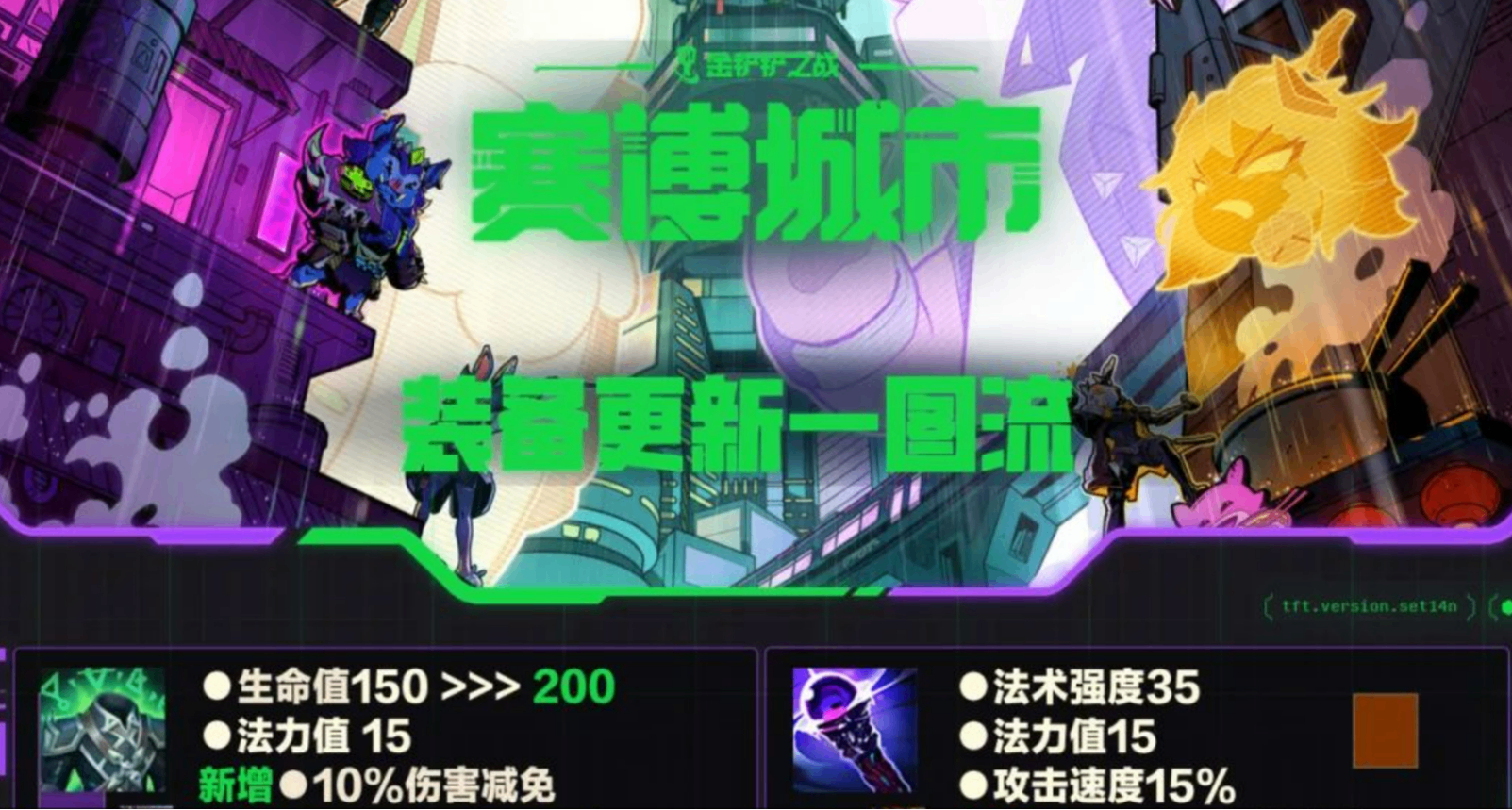 金剷剷之戰【賽博城市】賽季裝備更新啦！裝備更新一圖流搶先看