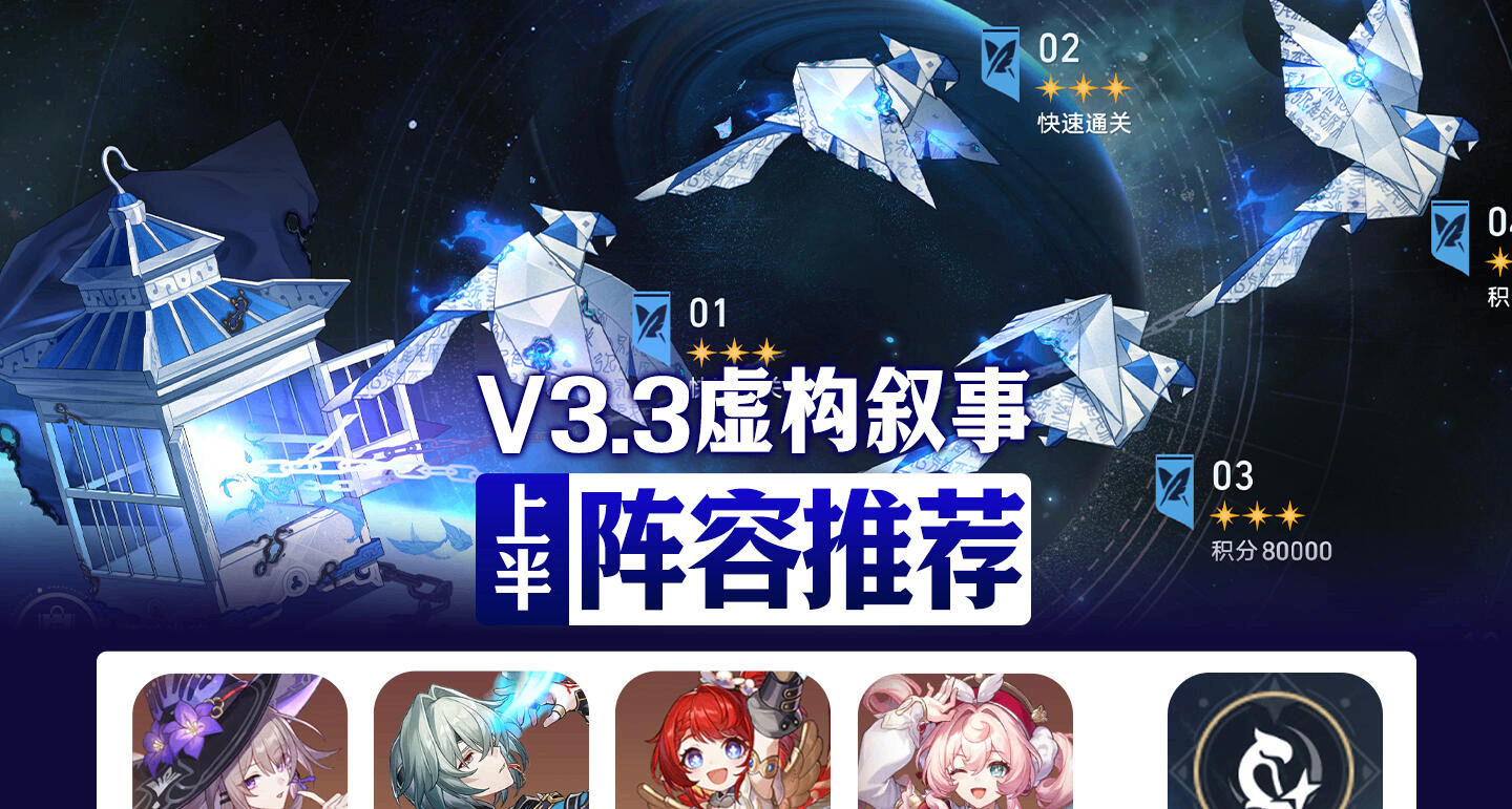 崩坏:星穹铁道3.3虚构叙事｜满星角色阵容推荐