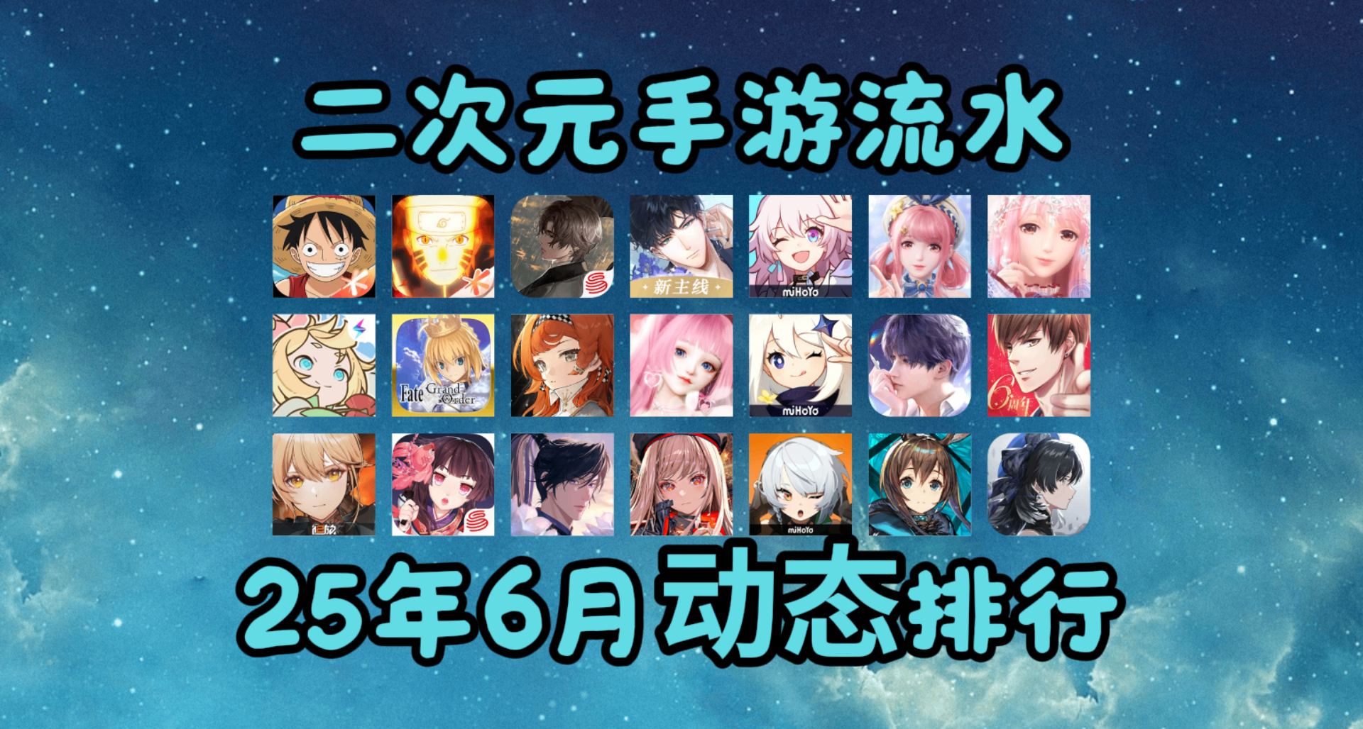 25年6月二次元手遊流水排行榜!原神力拔頭籌重奪榜一！
