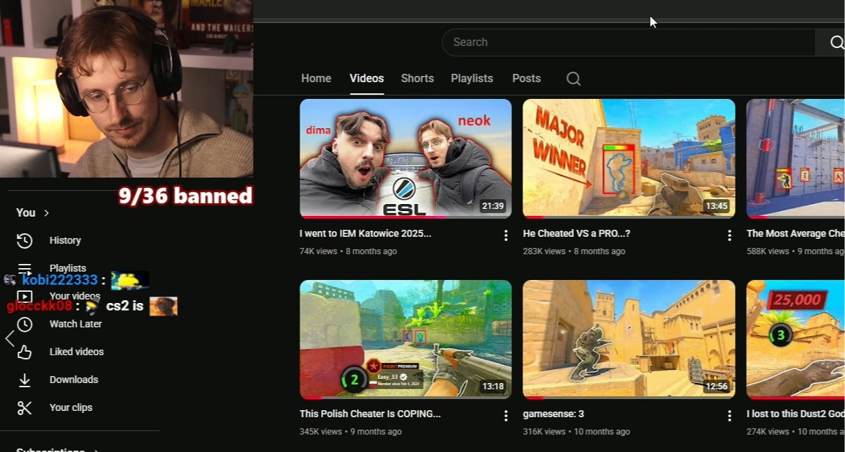 CS2博主NEOK表示他過去兩三年遇到的作弊者只有四分之一被封禁