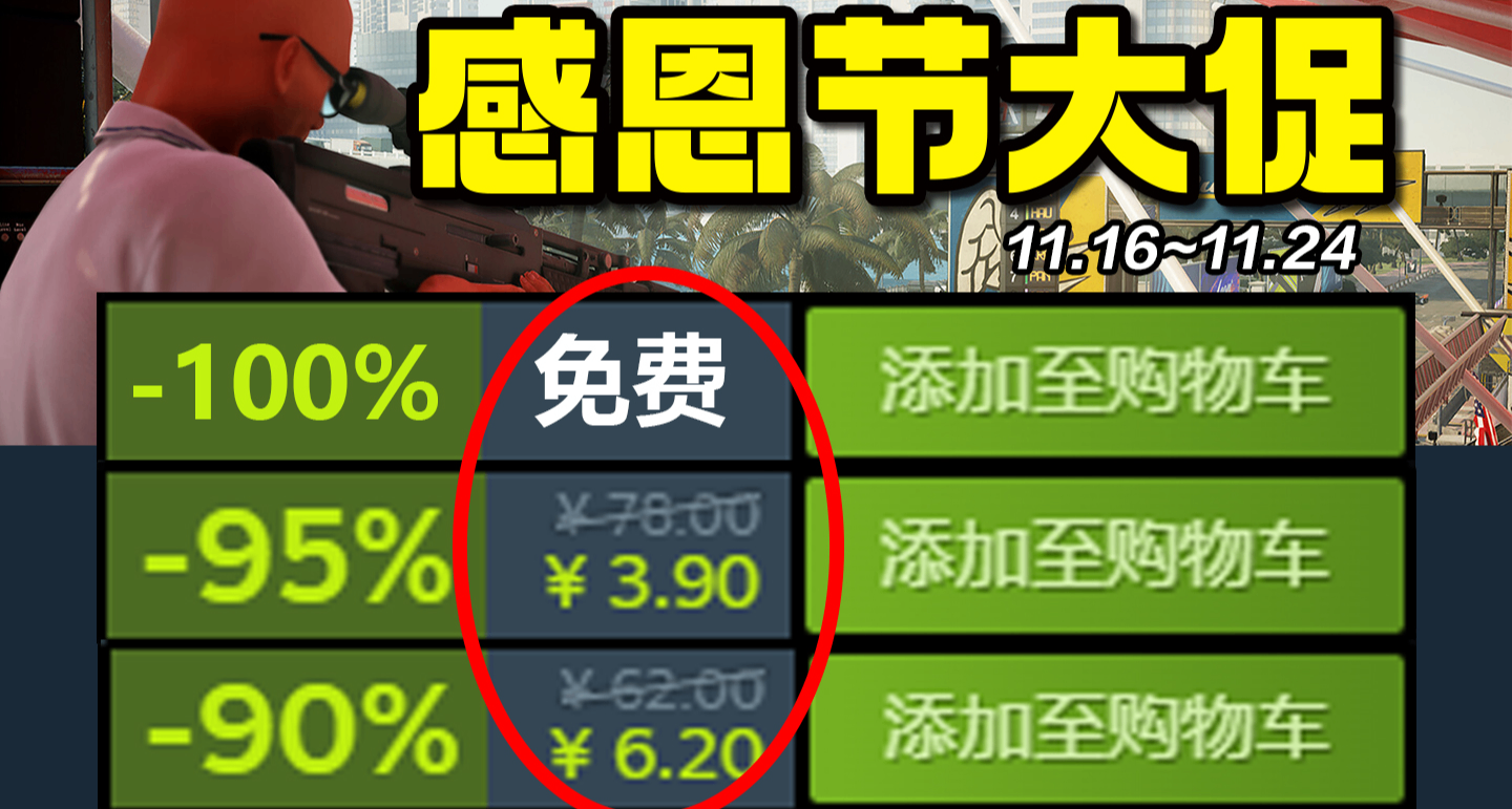 等等黨大勝利！感恩節大促超多大作新史低背刺【Steam史低遊戲】