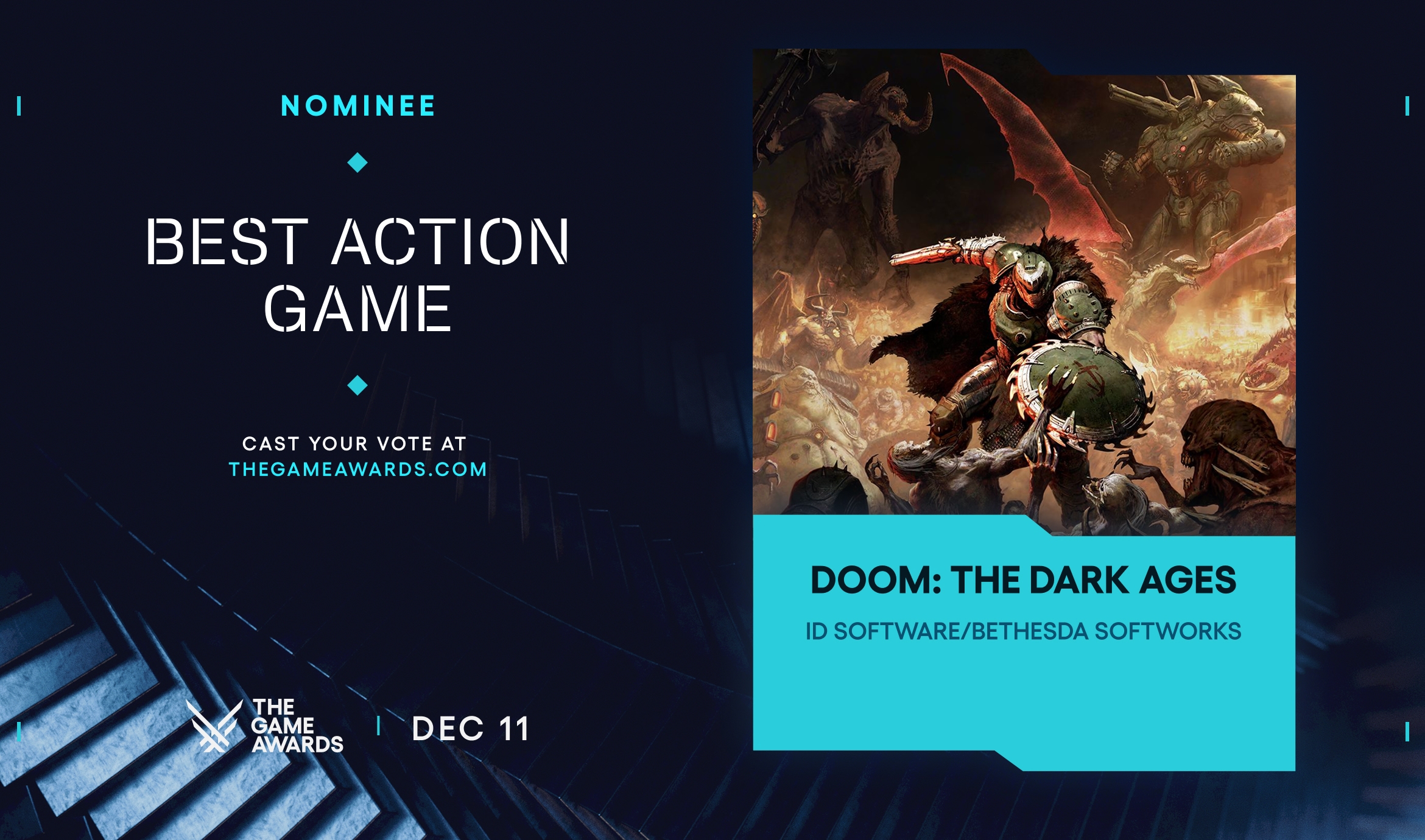 《毀滅戰士：黑暗時代》榮獲TGA最佳動作遊戲及無障礙創新提名！