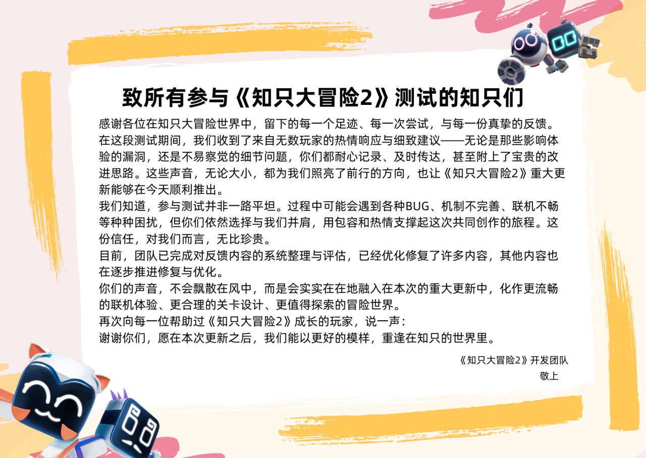 致所有参与《知只大冒险2》测试的知只们