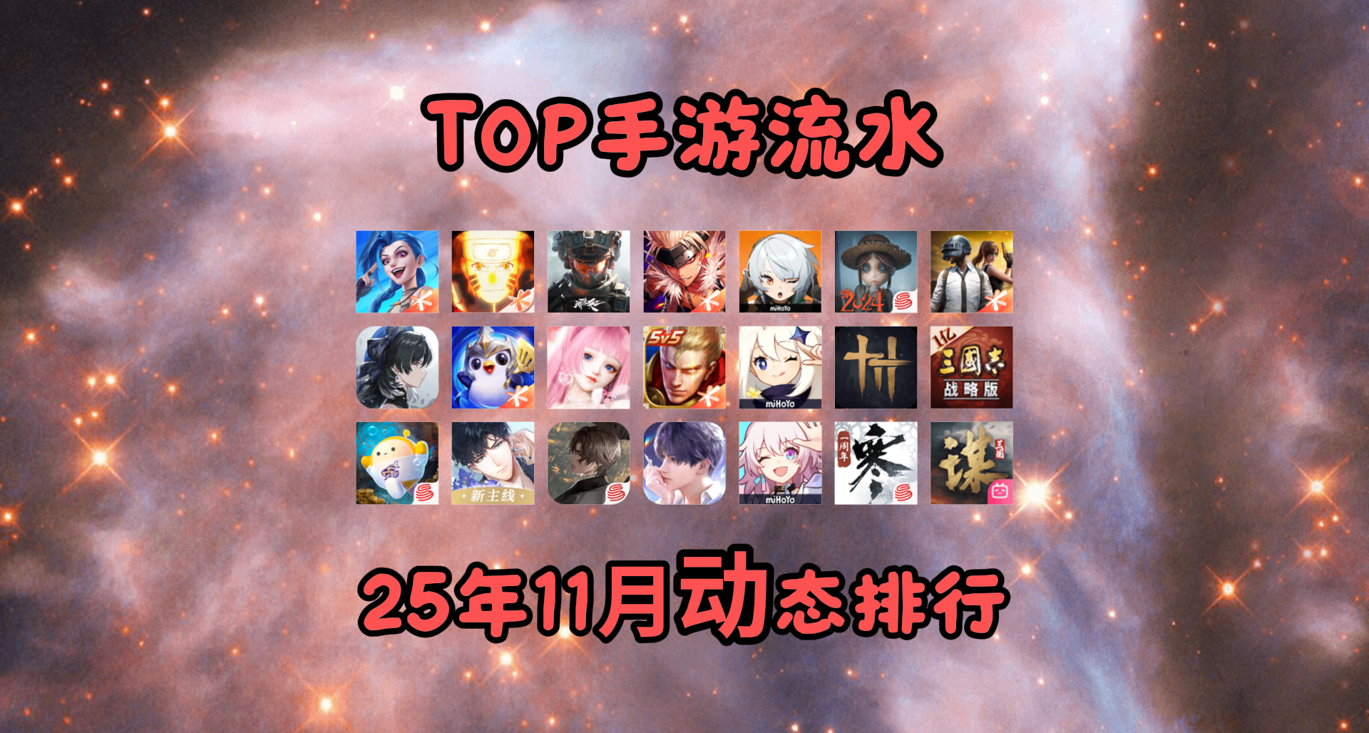 25年11月手遊流水動態排行榜!三角洲行動打破王者壟斷登頂！