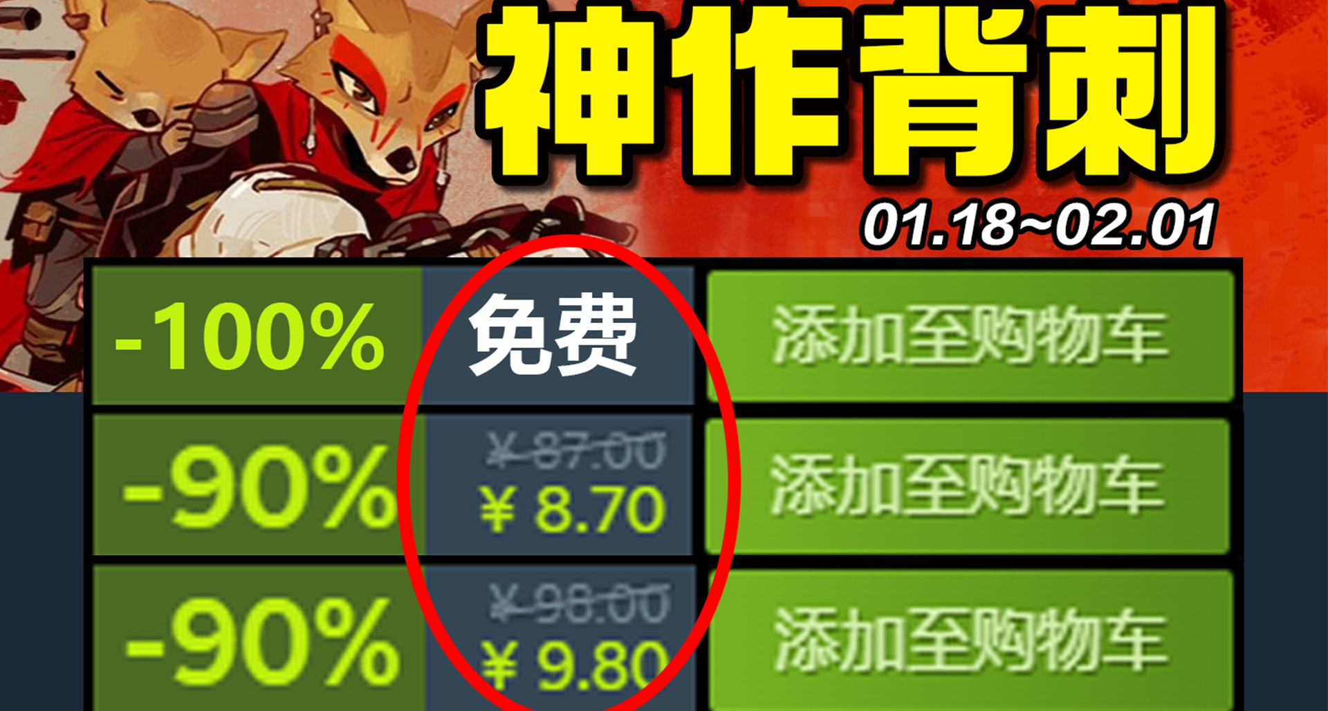 等等党大胜利！千万销量大作新史低还有限时喜加一！Steam史低