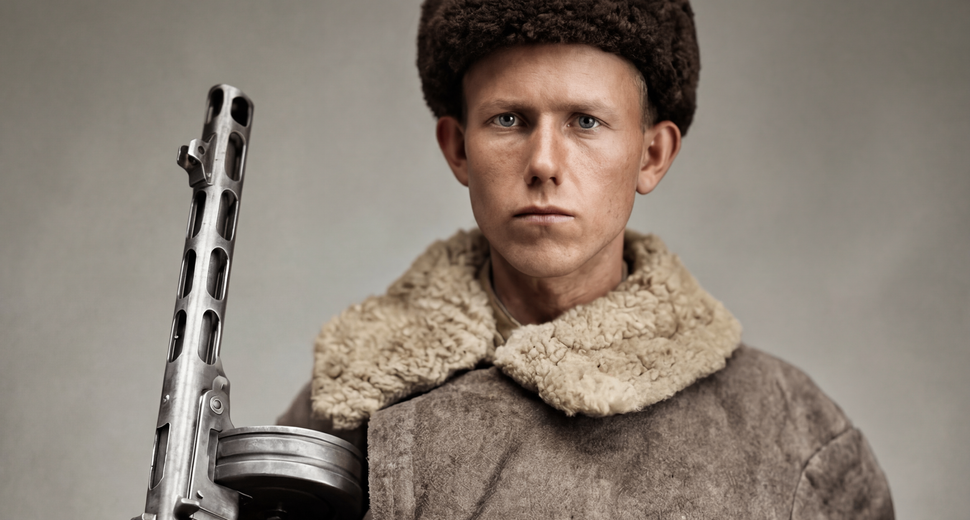 一位全副武装的苏联游击队员，1943年