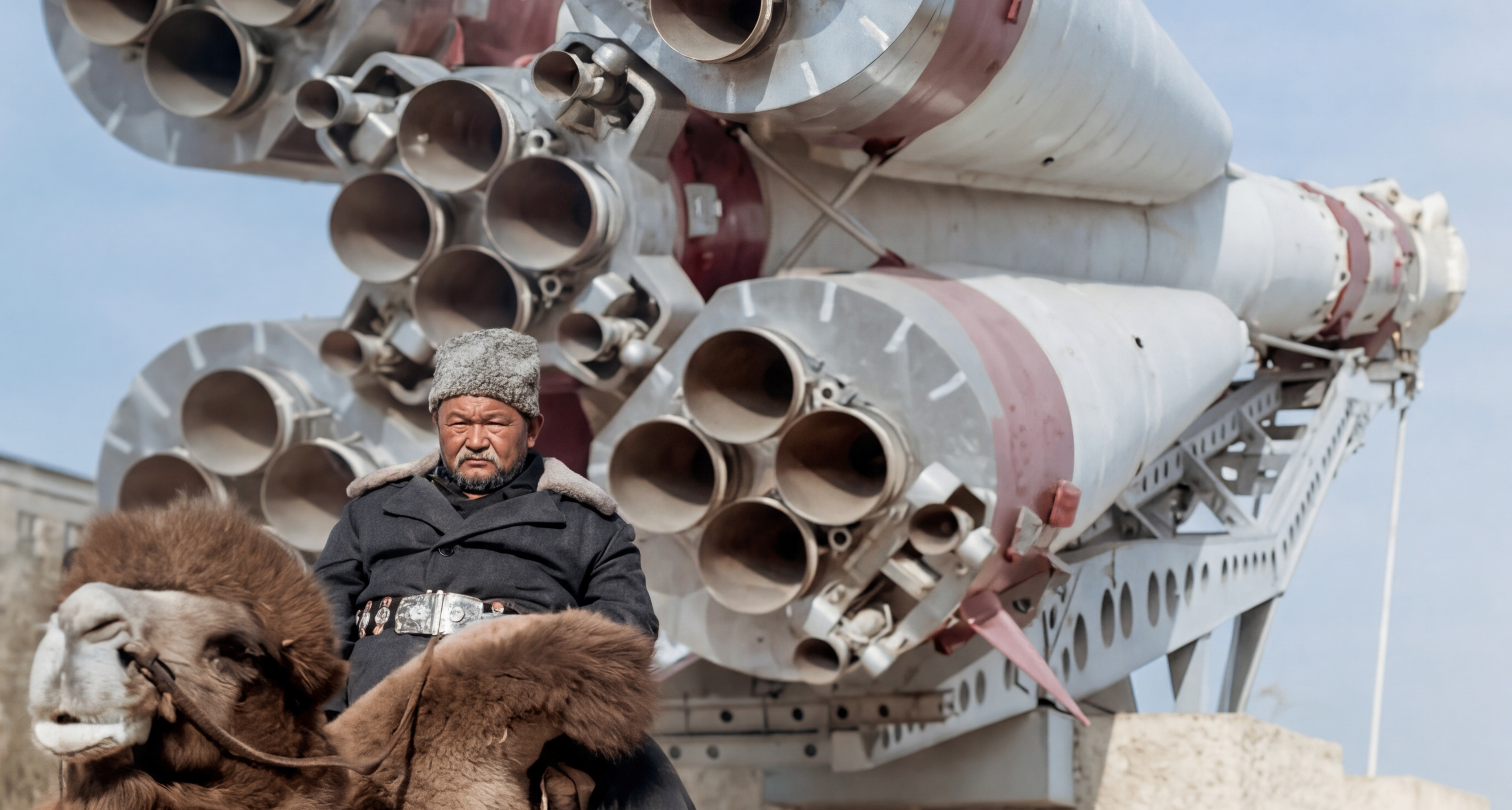 拜科努爾火箭紀念碑前的傳統與現代，蘇聯1980年代