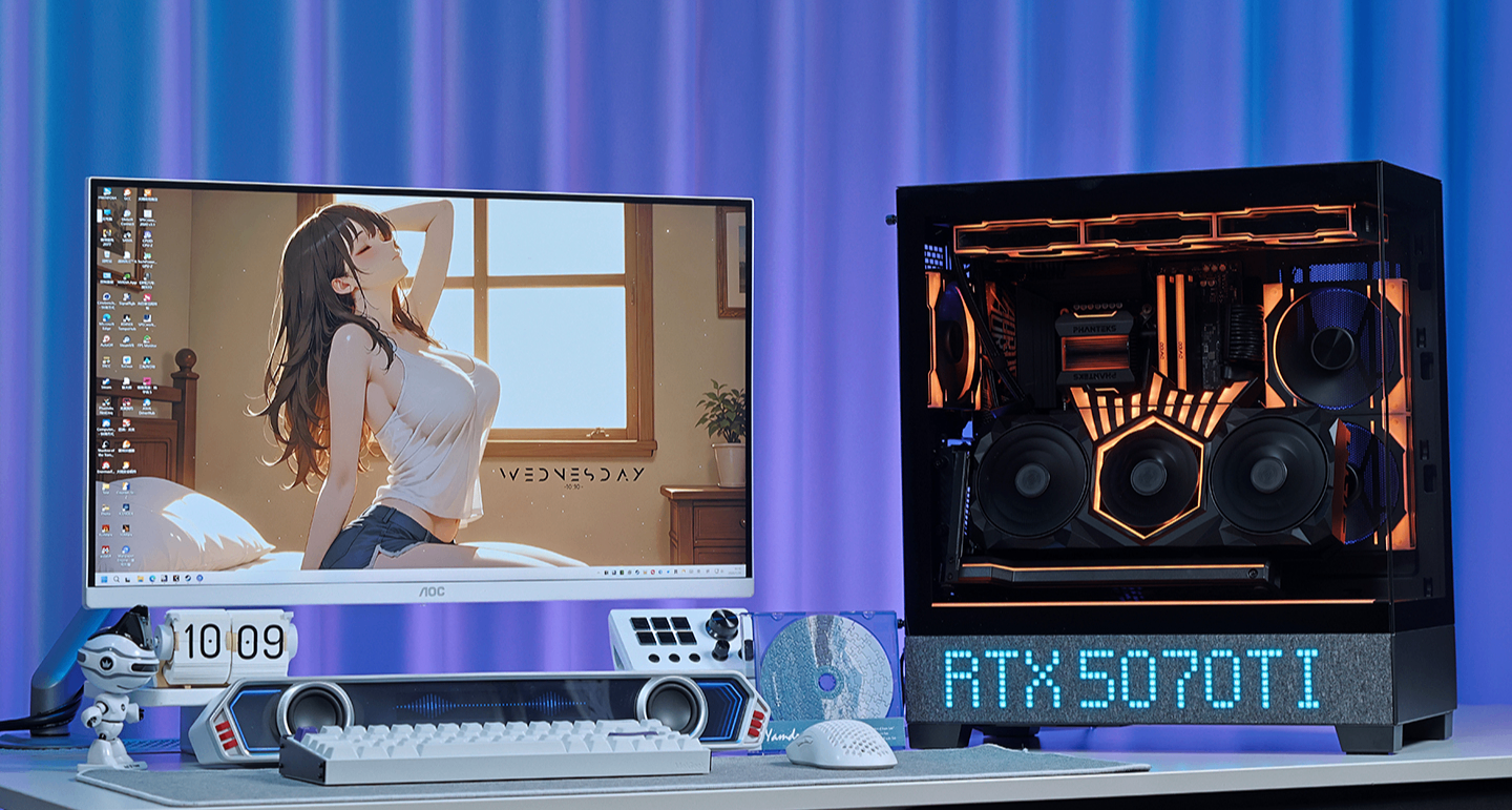 1.8W含淚裝機：245K+B860M電競雕+5070Ti HOF+追風者黑色海景房