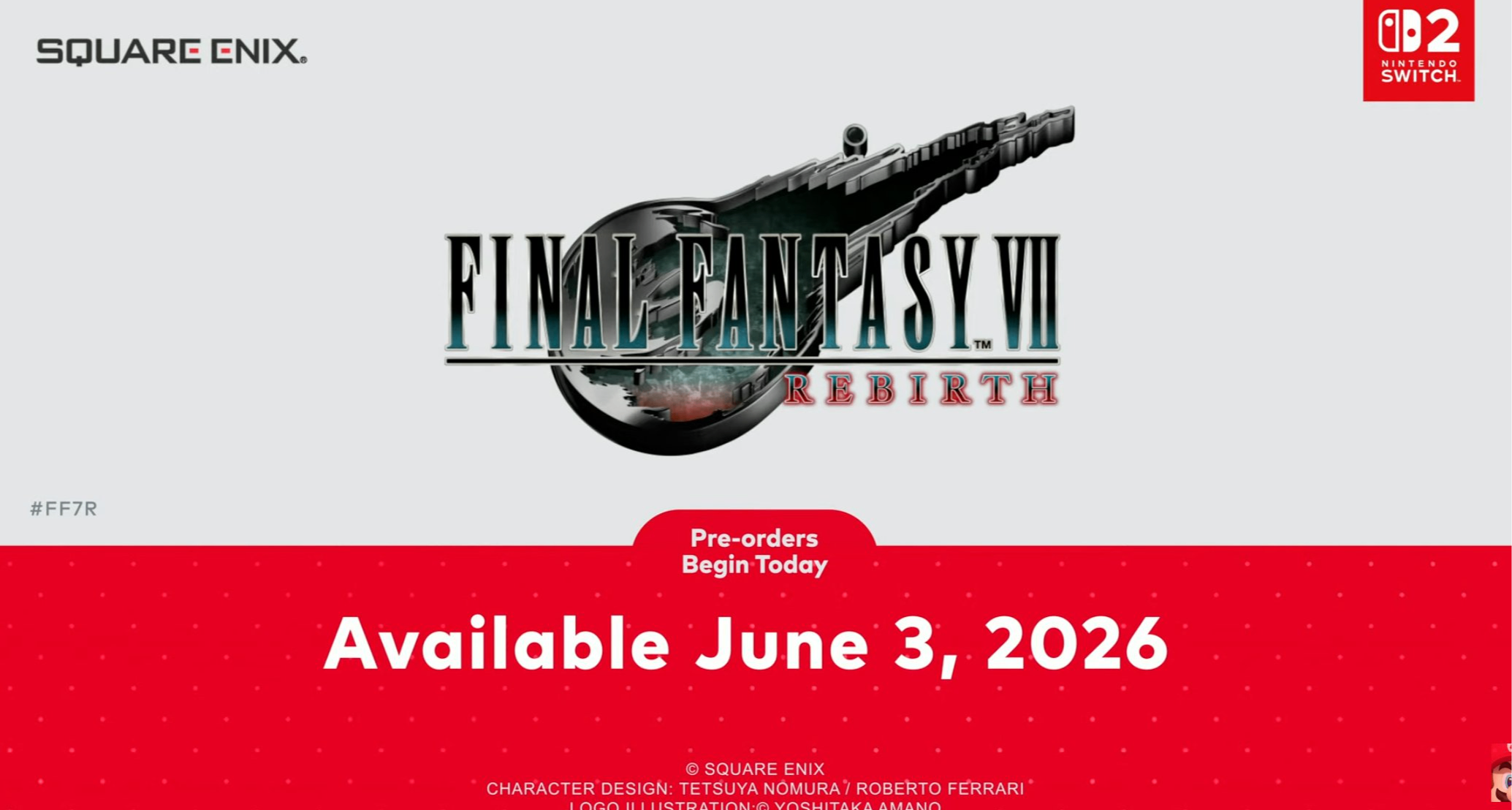 《最终幻想7：重生》将于2026年6月3日登陆Switch 2平台