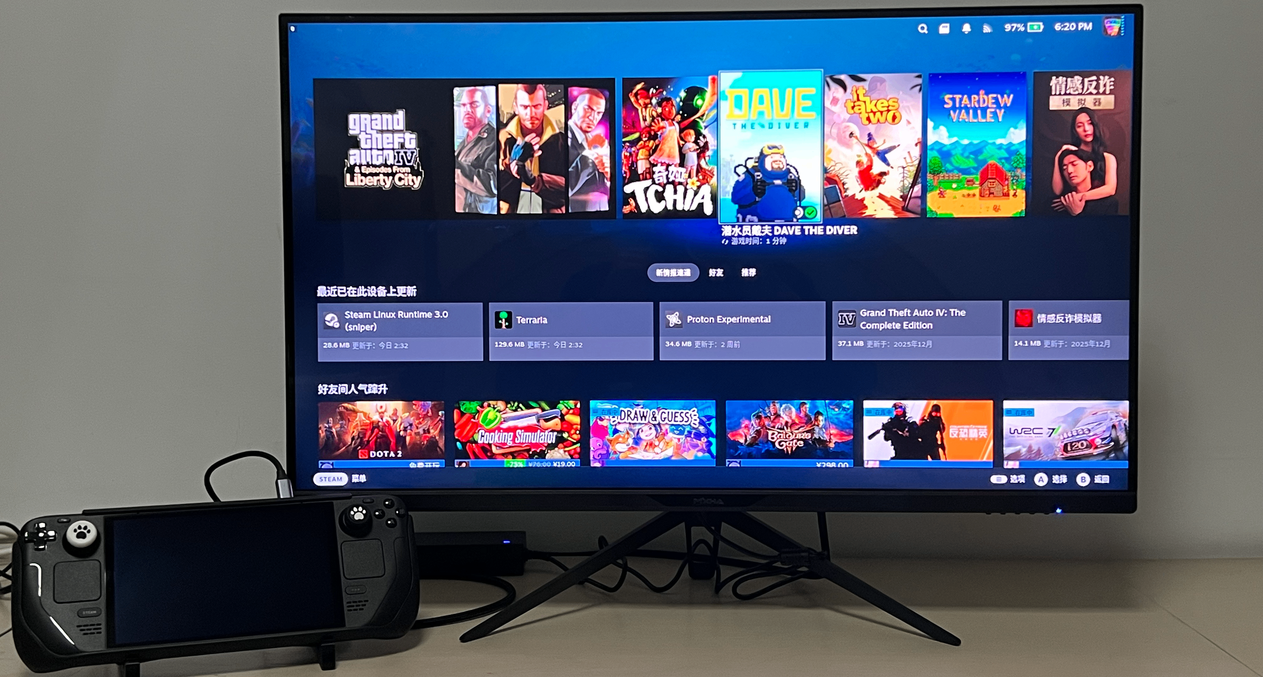 给SteamDeck配一台只要1300左右的4K双模显示器是什么体验？