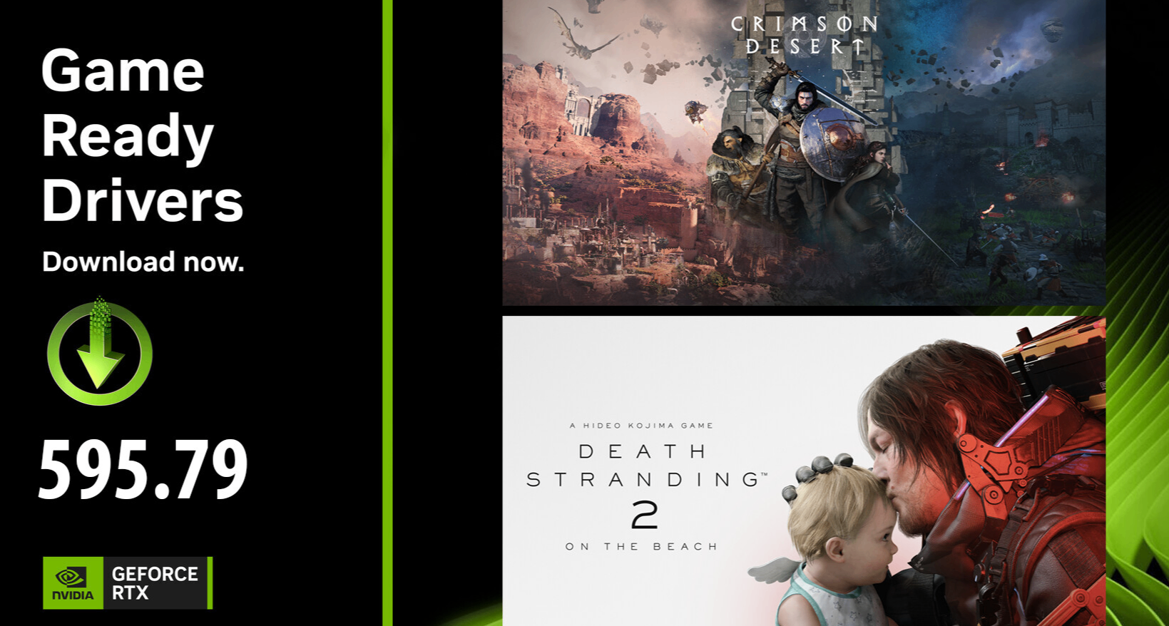 兩週三版，英偉達發佈595.79驅動：支持紅色沙漠和死亡擱淺2