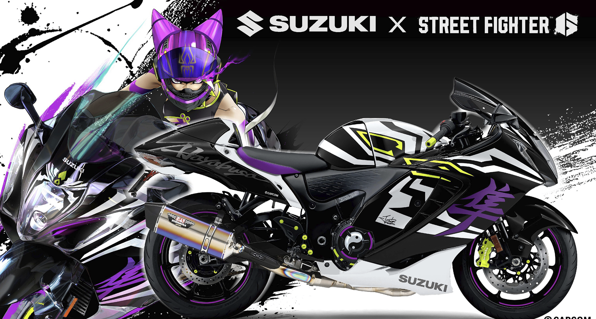 铃木x《街头霸王6》 第二弹联名摩托车，以韩蛛俐为灵感