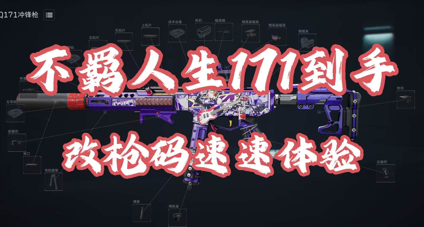 佐婭不羈人生槍皮拿到了嗎？大戰場QCQ171改槍碼大放送！速速體驗