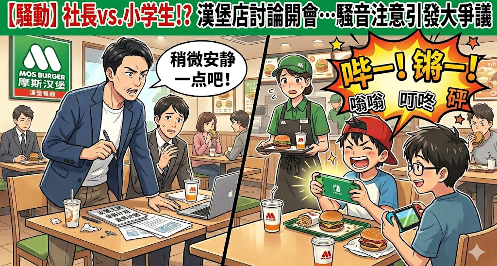 日本一社長在漢堡店開會，呵斥遊戲聲音吵鬧的小學生，引起熱議！