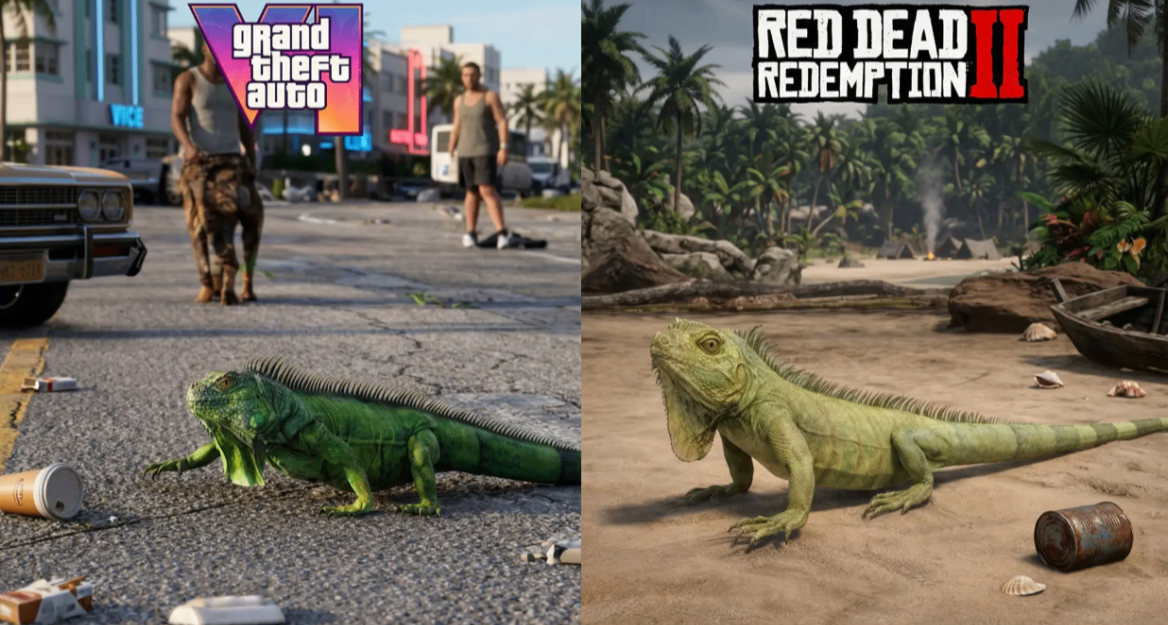 玩家对比GTA6与RDR2蜥蜴模型：感叹本可照搬，R星依旧精益求精