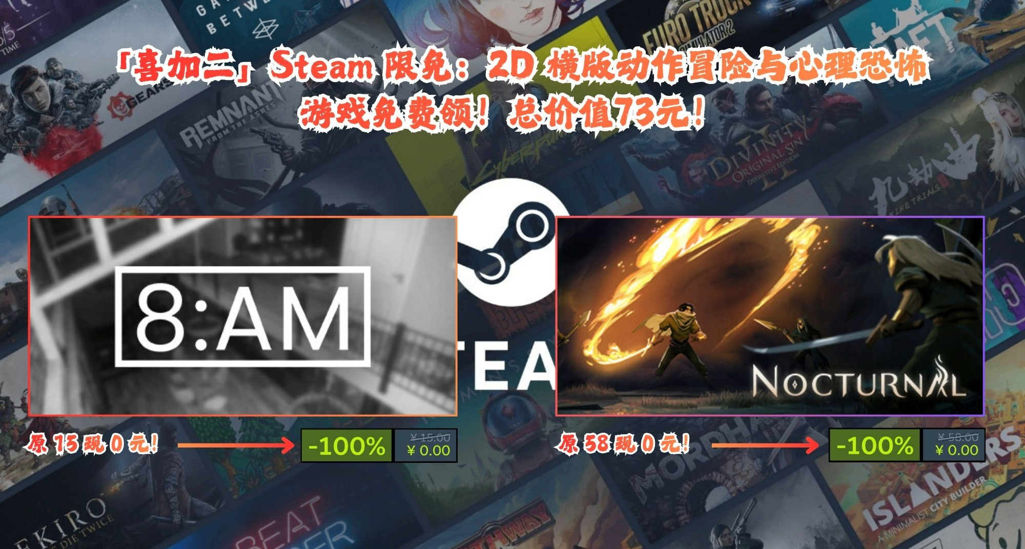 「喜加二」Steam 限免：橫版動作+心理恐怖免費領！總價值73元！