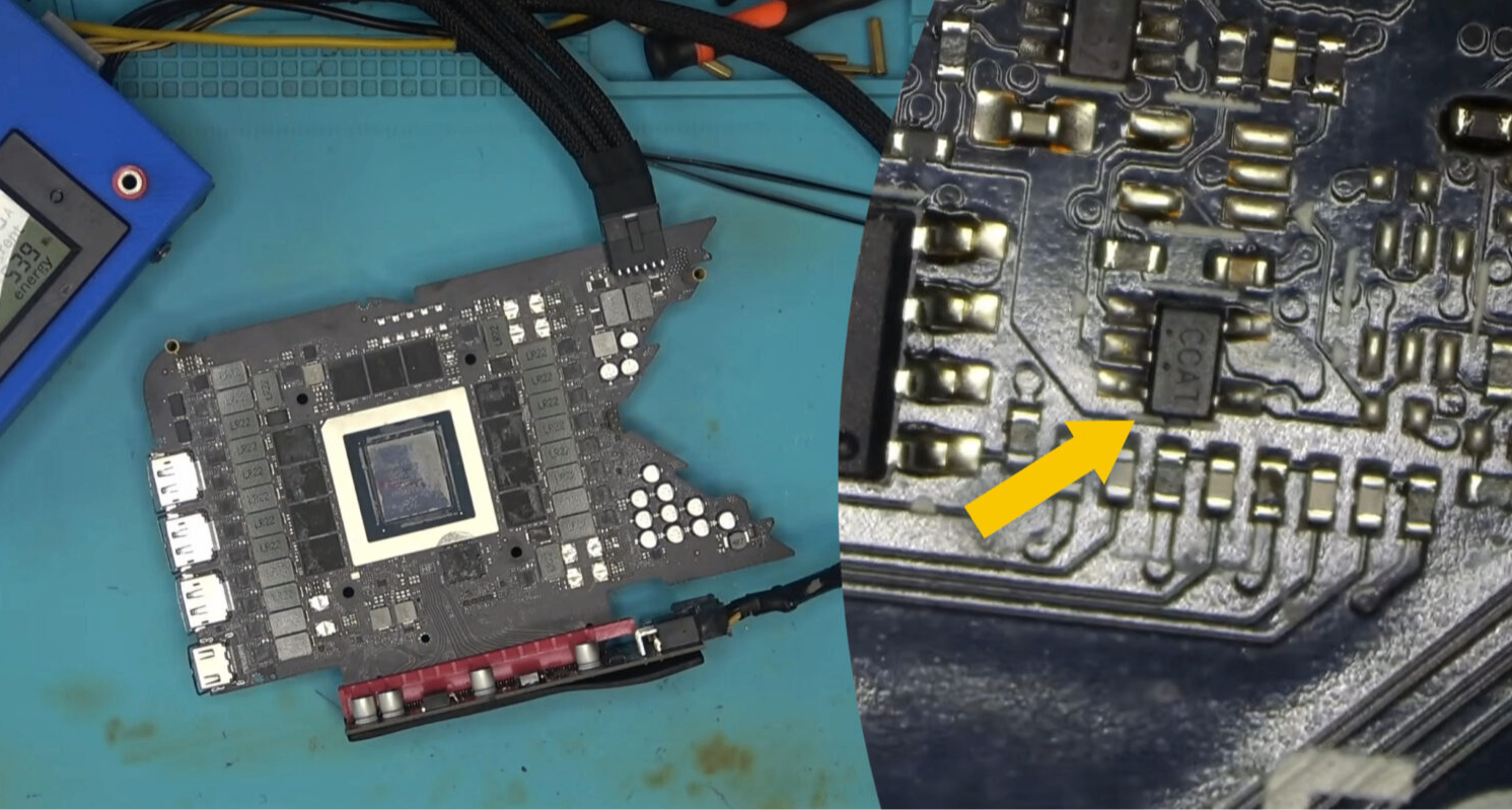 維修店發現早期版本的RTX 4090 FE顯卡與新版本PCB佈局不一致