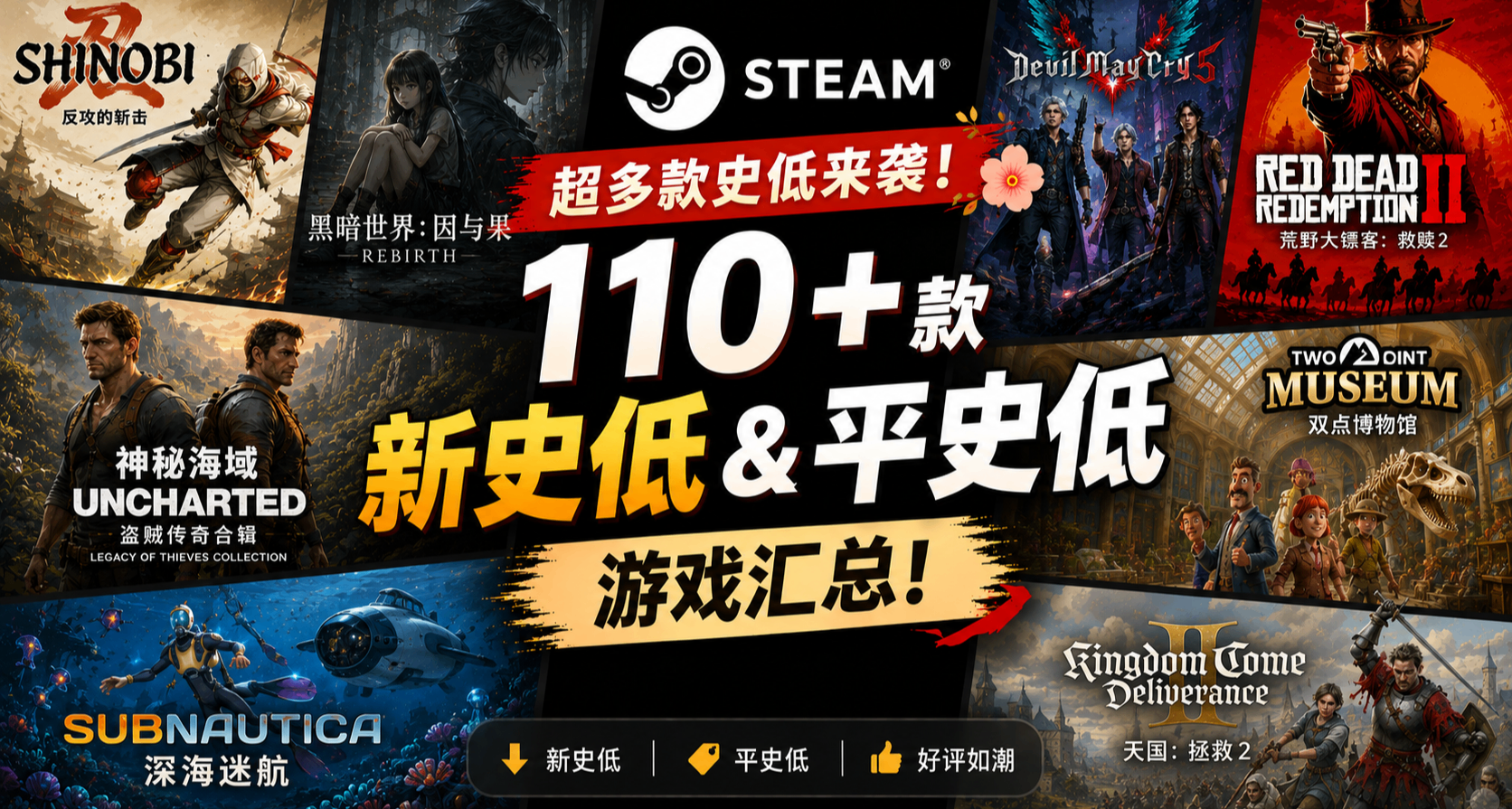 超多款史低来袭 | Steam 110+ 款新史低&平史低游戏汇总！！