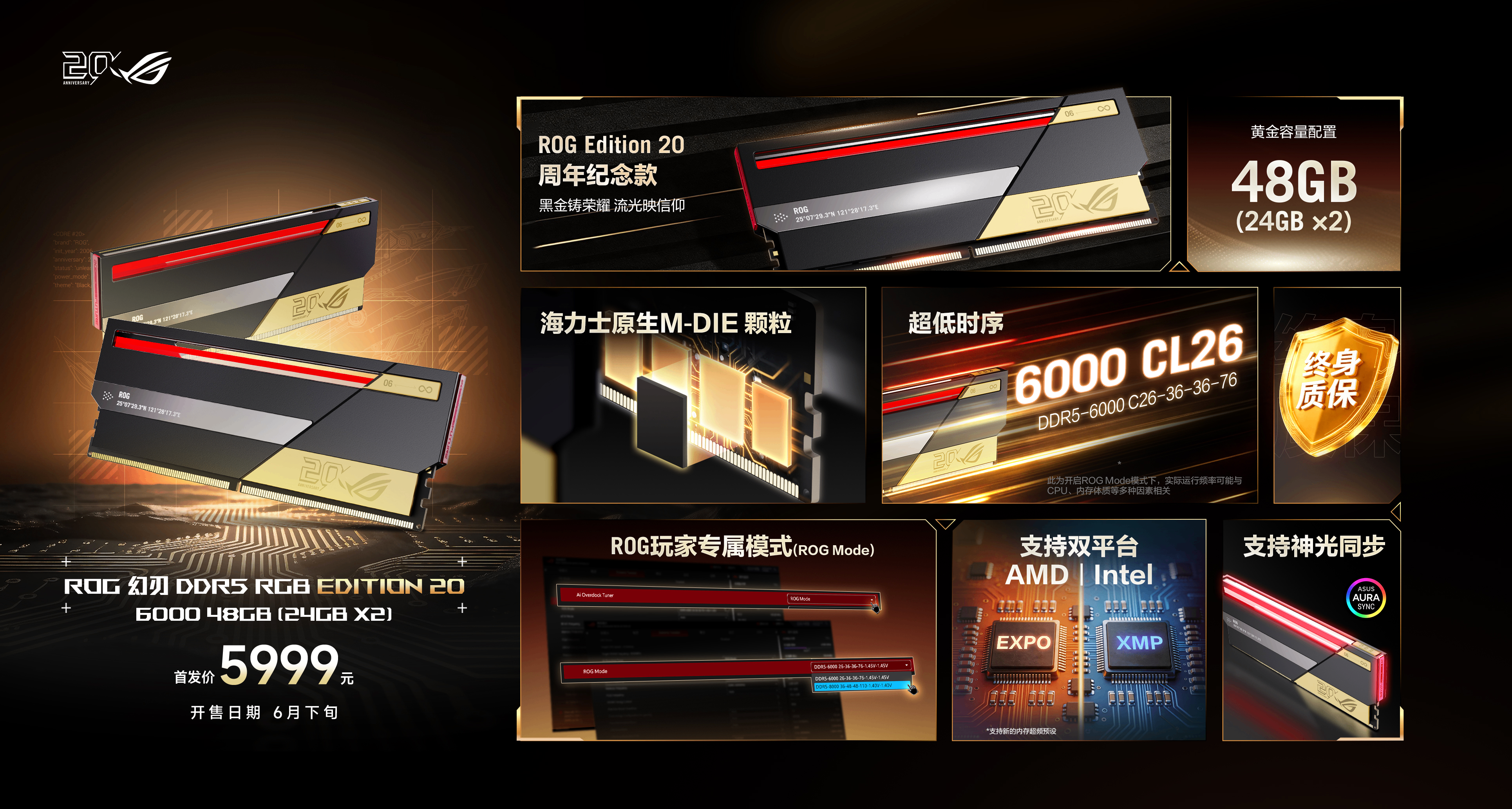 首發5999元，ROG首款內存條發佈：24GB×2 DDR5-6000
