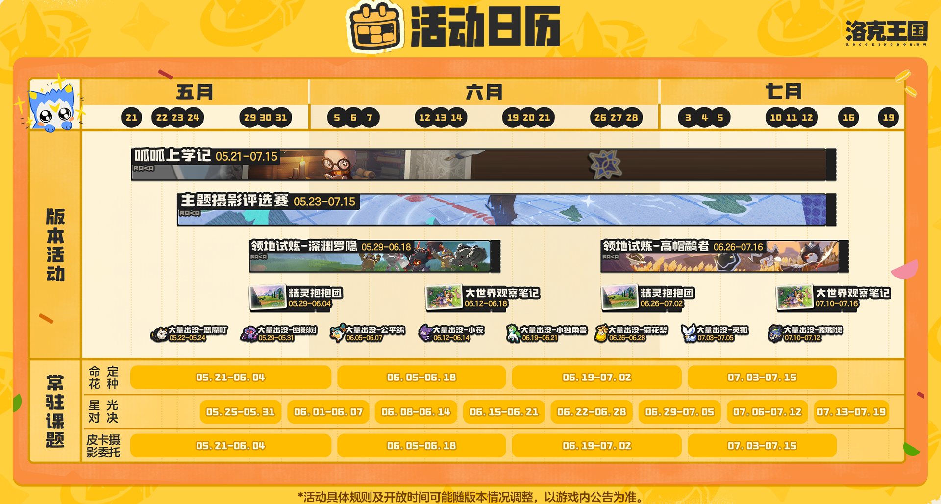 《洛克王國：世界》S2賽季活動日曆！“羅隱”首領化“深淵羅隱”