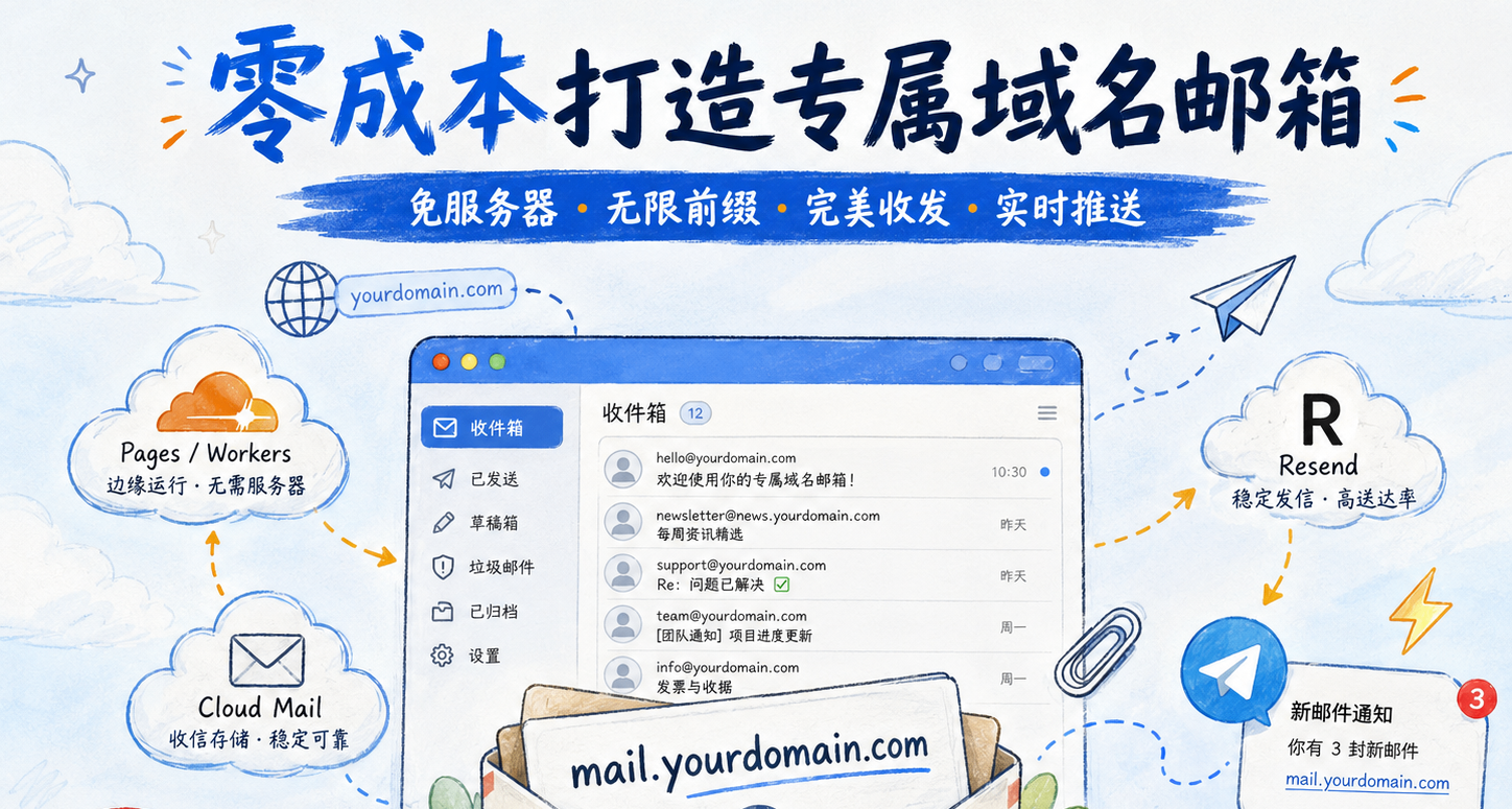 零成本打造最强专属域名邮箱！免服务器、无限前缀、完美收发