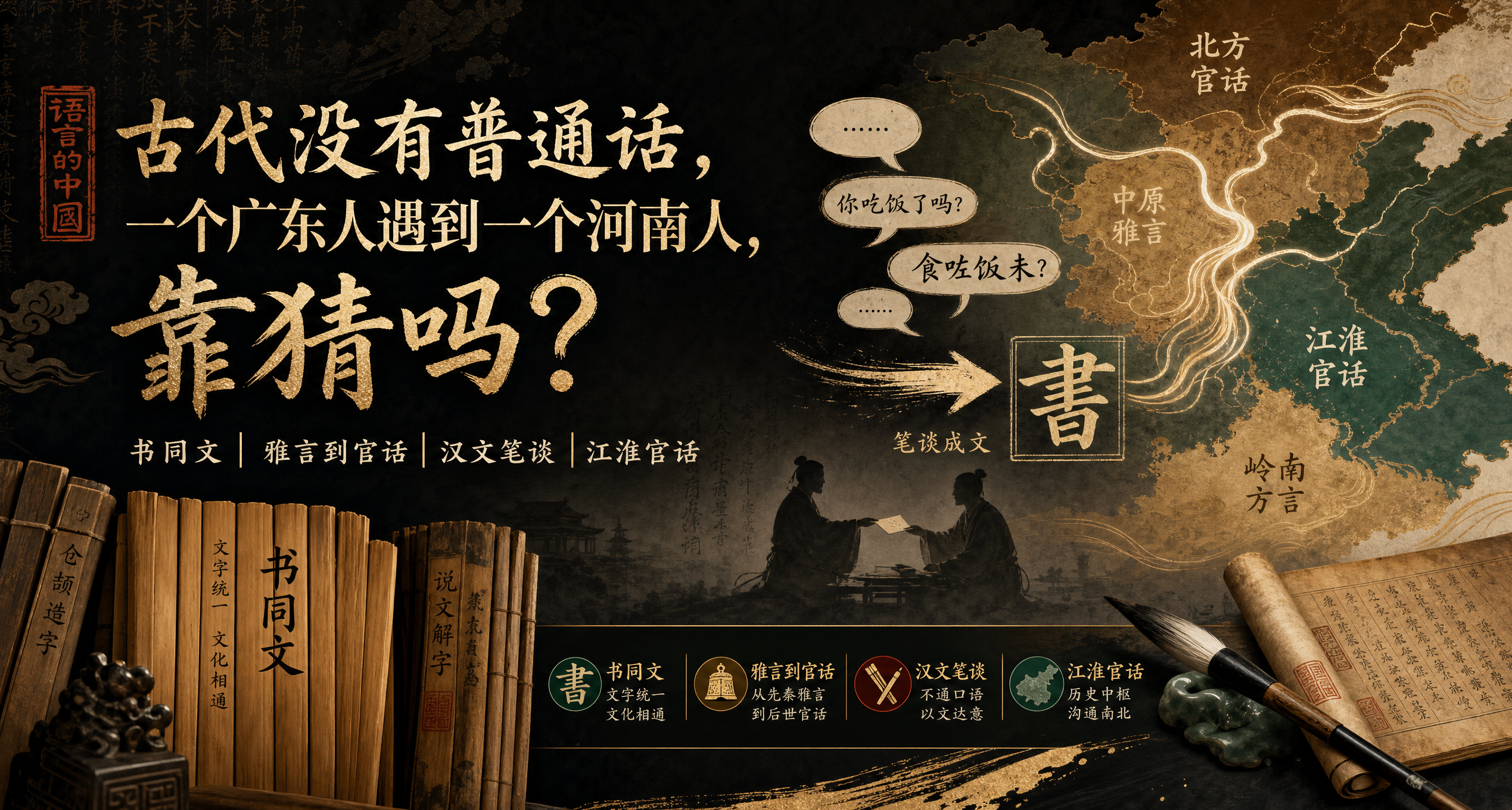 古代没有普通话，一个广东人遇到一个河南人，靠猜吗？