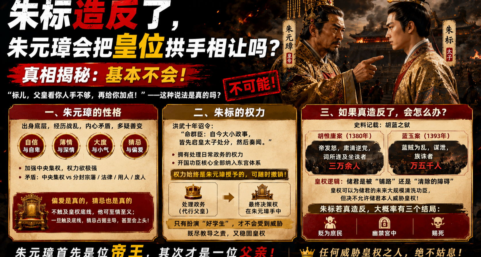 朱标造反了，朱元璋会把皇位拱手相让吗？