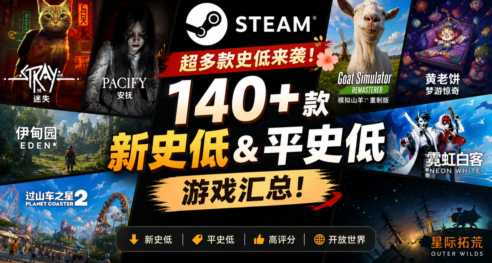 超多款史低来袭 | Steam 140+ 款新史低&平史低游戏汇总！
