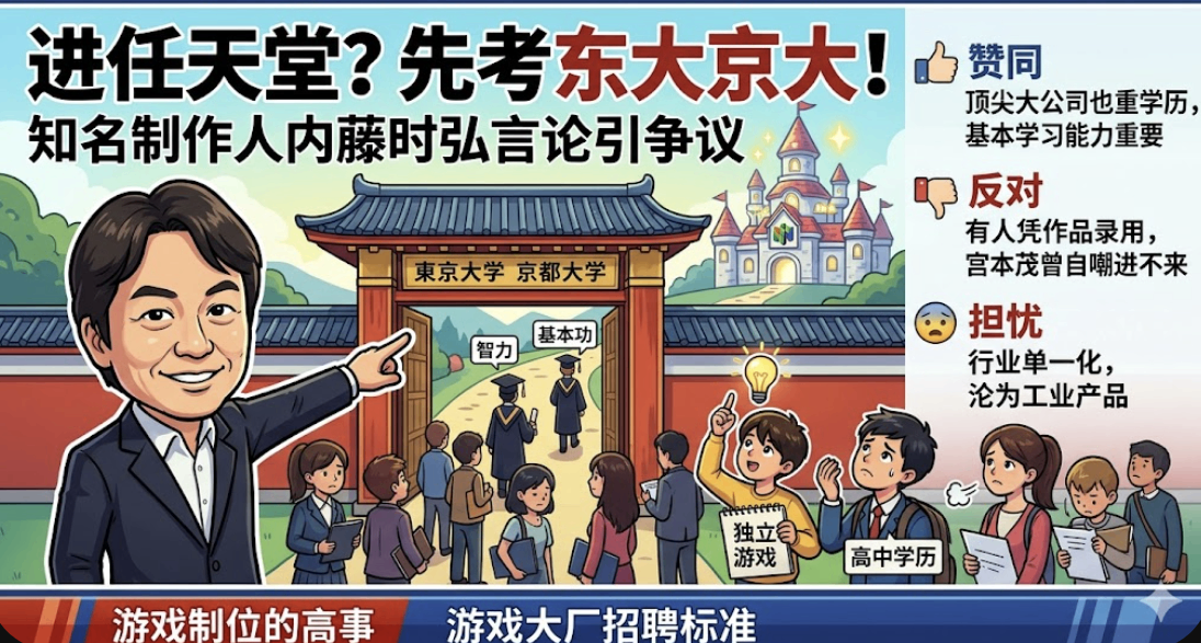 游戏制作人称“想进任天堂，起码考上东大或京大”，引发网友热议