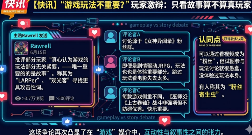 “遊戲玩法不重要？”玩家激辯：只看故事算不算真玩家