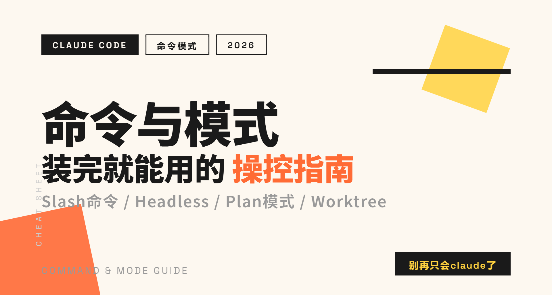 Claude Code 命令與模式：裝完就能用的操控指南