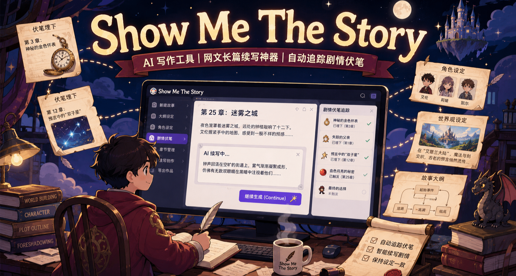太牛了！單機版AI小說生成器，內置全套去AI味，自動追蹤劇情伏筆