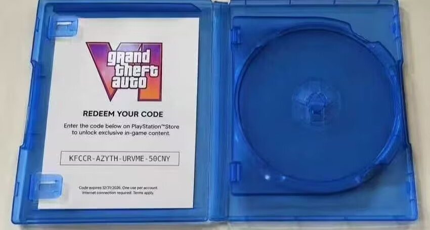 PS5《GTA6》終極版售價708HKD港幣，實體版無光碟僅有一張兌換碼