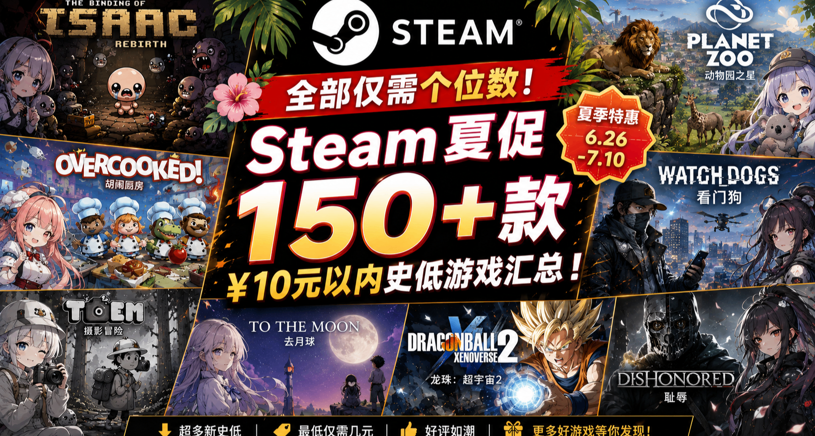 全部僅需個位數 | Steam 夏促 150+款￥10元以內史低遊戲彙總！