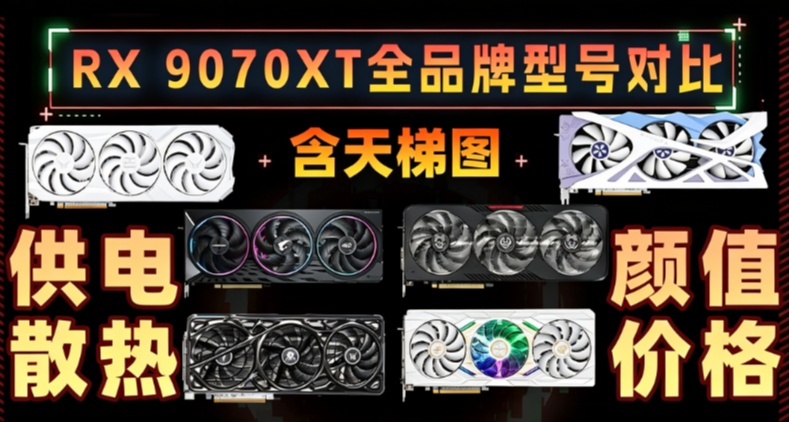 2026年度9070XT橫評雷達圖，供電、散熱、外觀、價格一站式詳解！