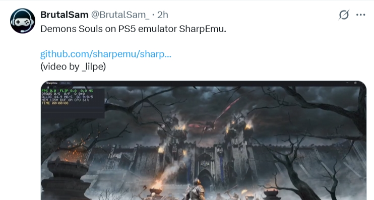 PS5模拟器已经能在PC上运行游戏了！正常运行《恶魔之魂》！