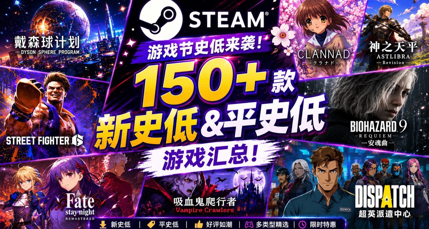 游戏节史低来袭 | Steam 150+ 款新史低&平史低游戏汇总！！