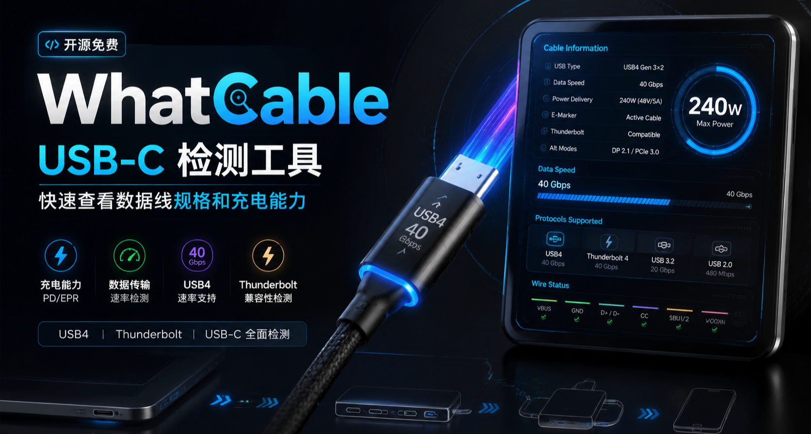快速識別 USB-C 線纜真實能力，把隱藏的 USB-C 參數全部顯示出來