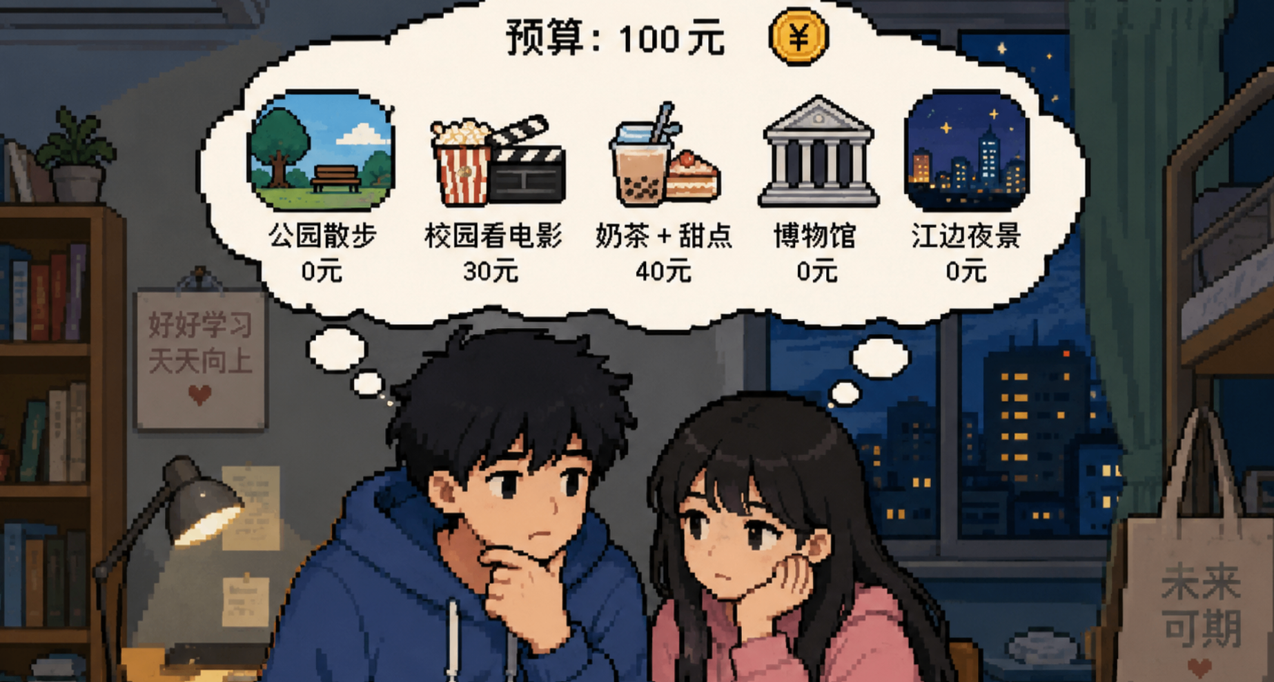 焚决：大学生情侣约会，不吃饭看电影遛弯还能干啥？（百元以内）