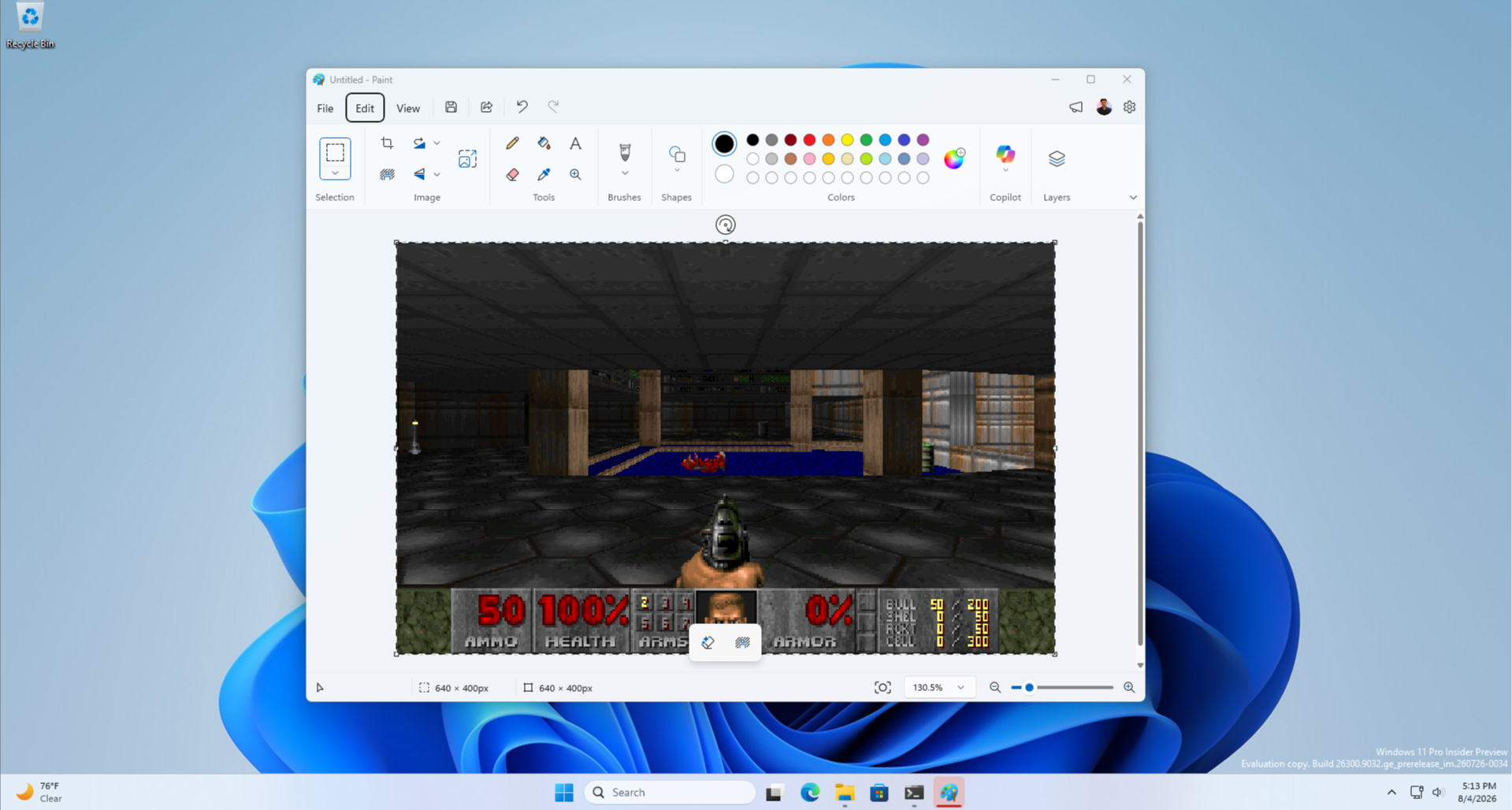 Windows 11的畫圖應用裏玩DOOM：通過劫持剪貼板實現，效果驚人好