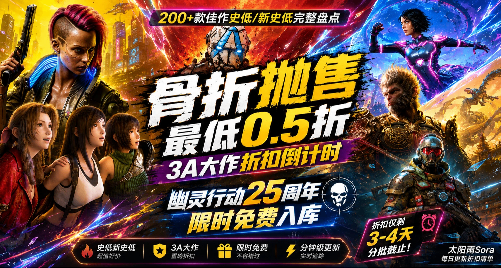 骨折拋售最低 0.5 折｜3A 大作折扣倒計時 幽靈行動 25 週年免費領
