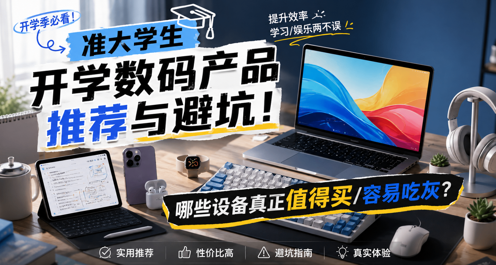 準大學生開學數碼產品推薦與避坑！哪些設備真正值得買/容易喫灰？