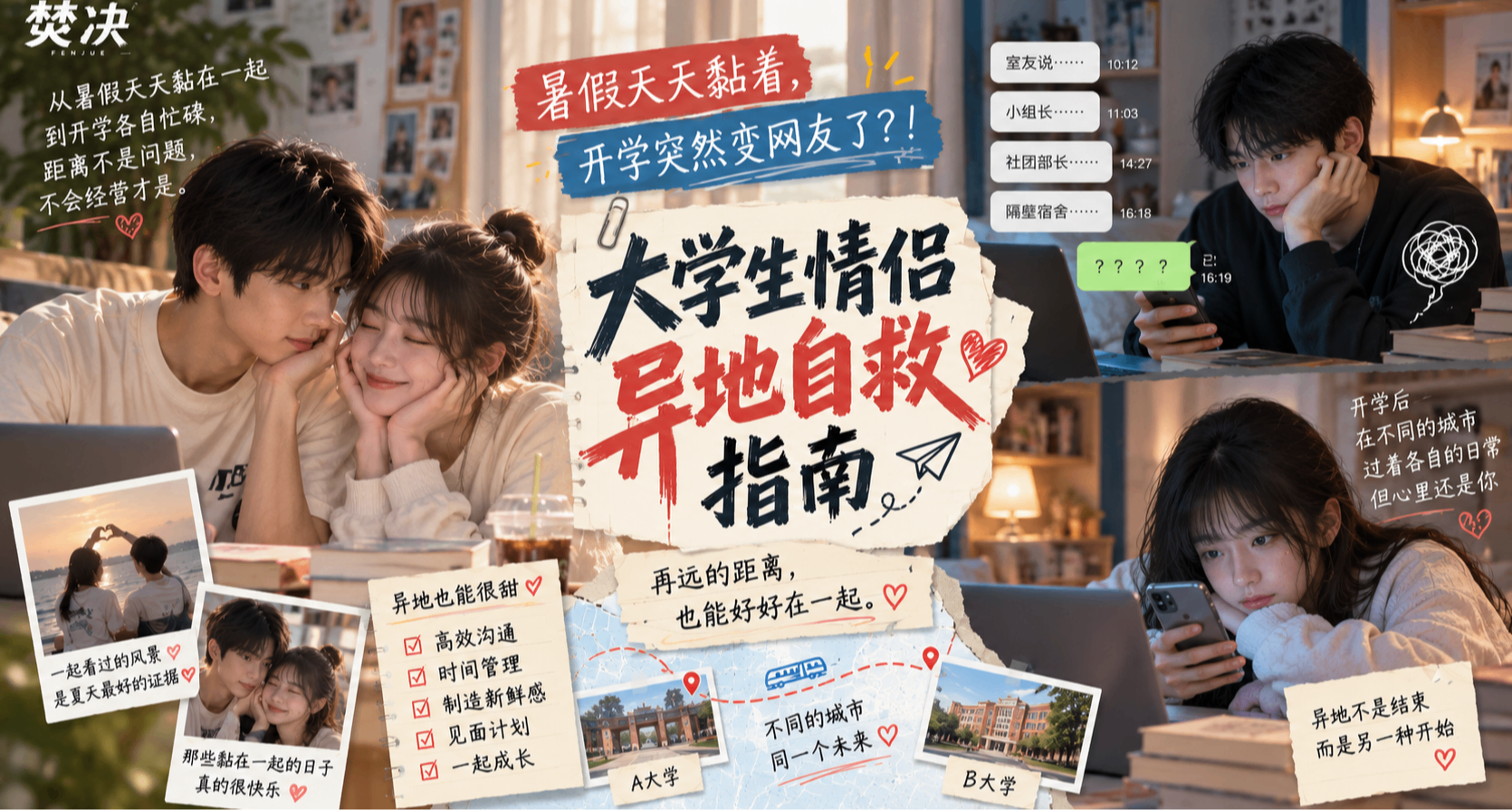 【焚决】暑假还天天黏着，开学变网友了：大学生情侣异地自救指南