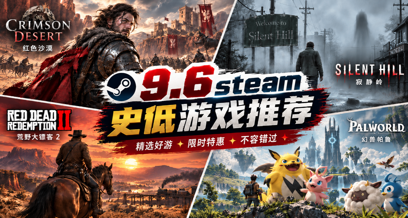 【9.6】steam凌晨发大力！多款3A骨折+百款佳作史低折扣来袭！