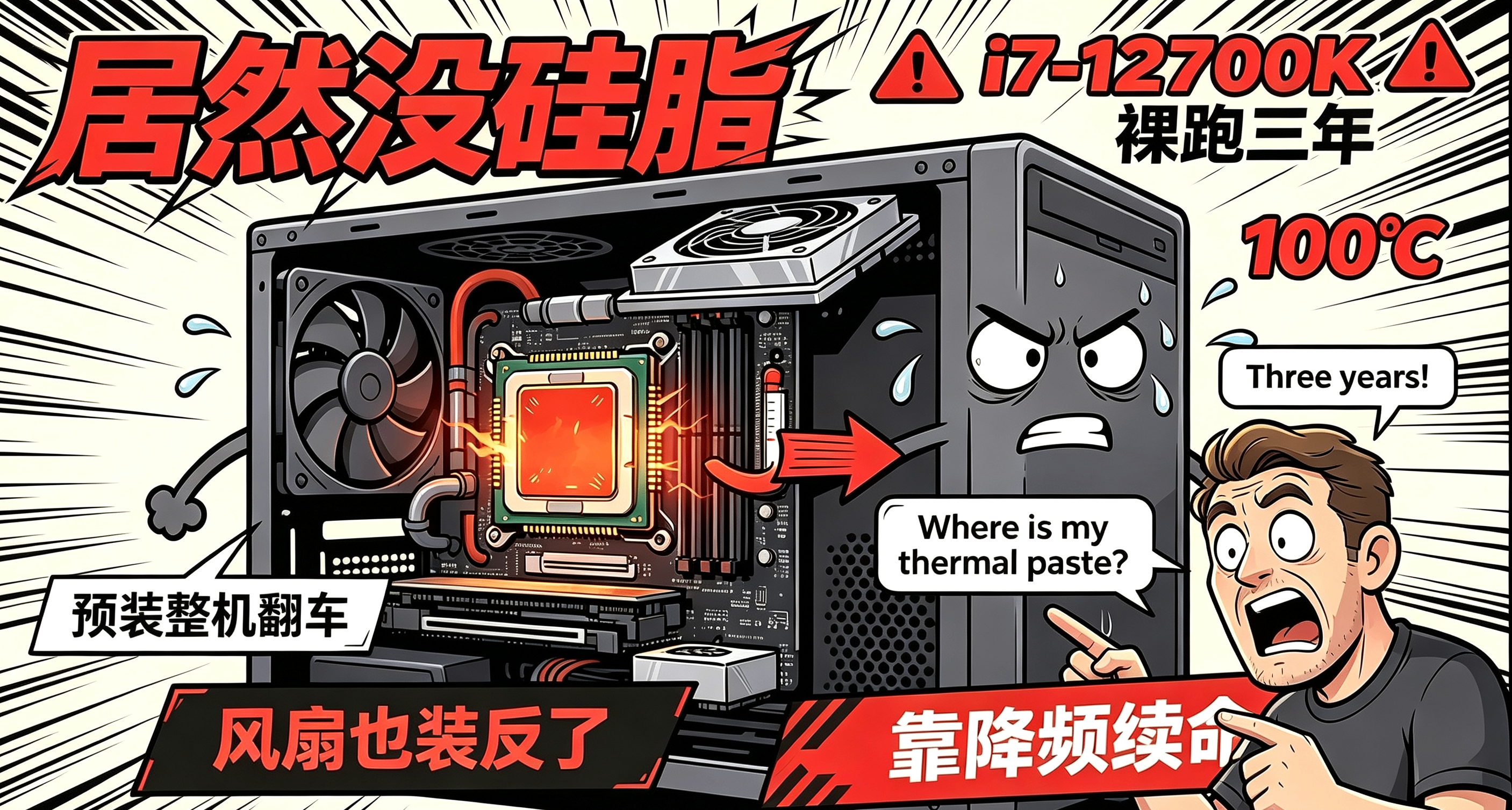 超級大翻車！預裝整機忘記塗硅脂還裝反水冷，CPU硬抗3年