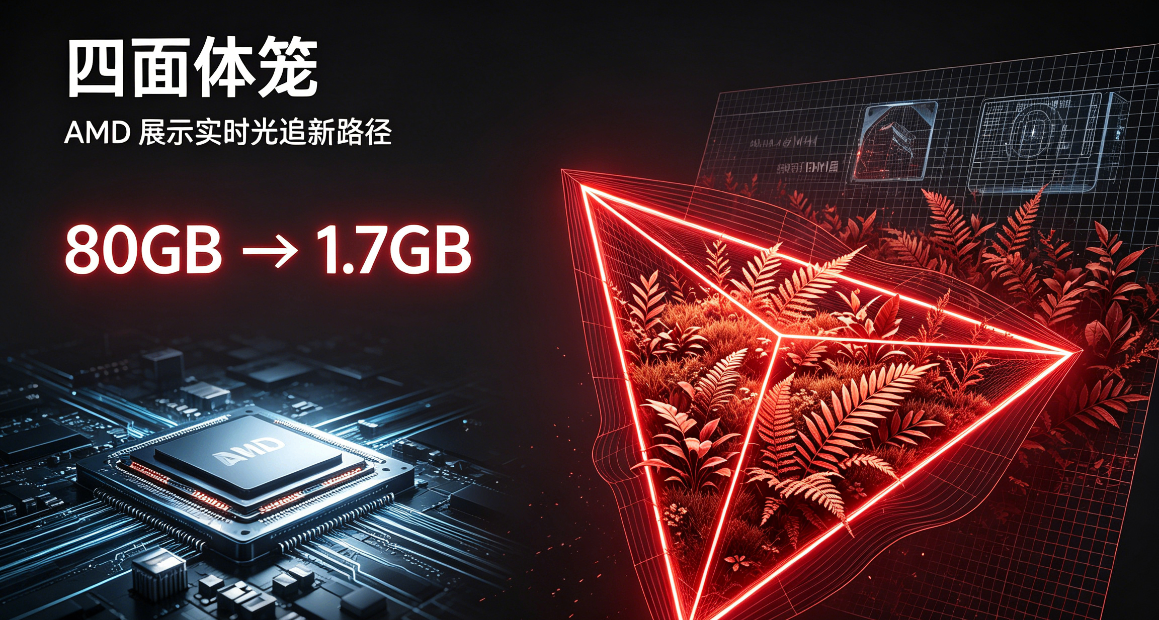 AMD四面体笼技术：光追BVH显存暴降47倍，更新提速90倍