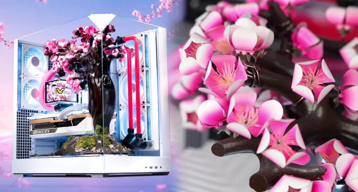 RTX5080热能驱动70朵钛合金樱花绽放，这台主机仅售价14,200美元